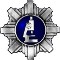 Logo CLKP: policyjna gwiazda, w środku mikroskop na granatowym polu